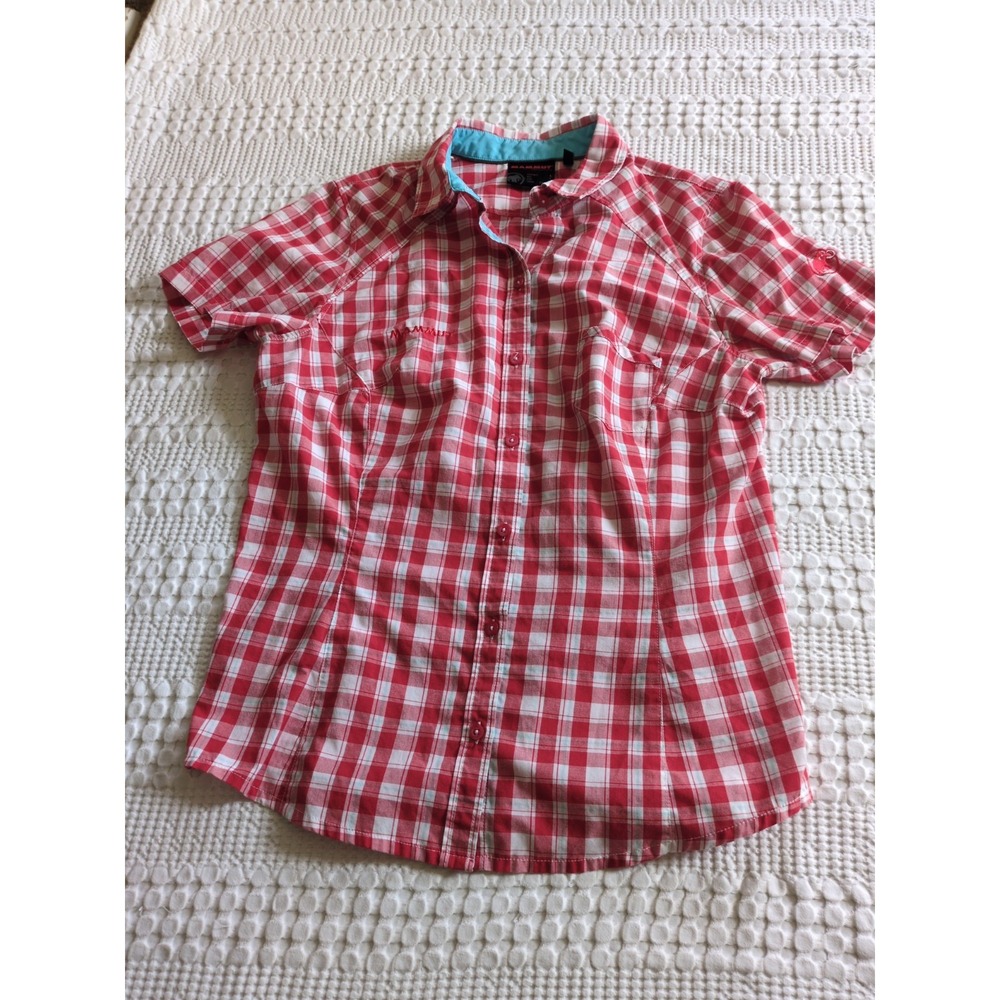 Mammut Short Sleeve Button Up Shirt Size Large Checks Hörnli Hut Hiking Camping